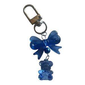 Blue Bear and Bow Keychain‎ bag charm